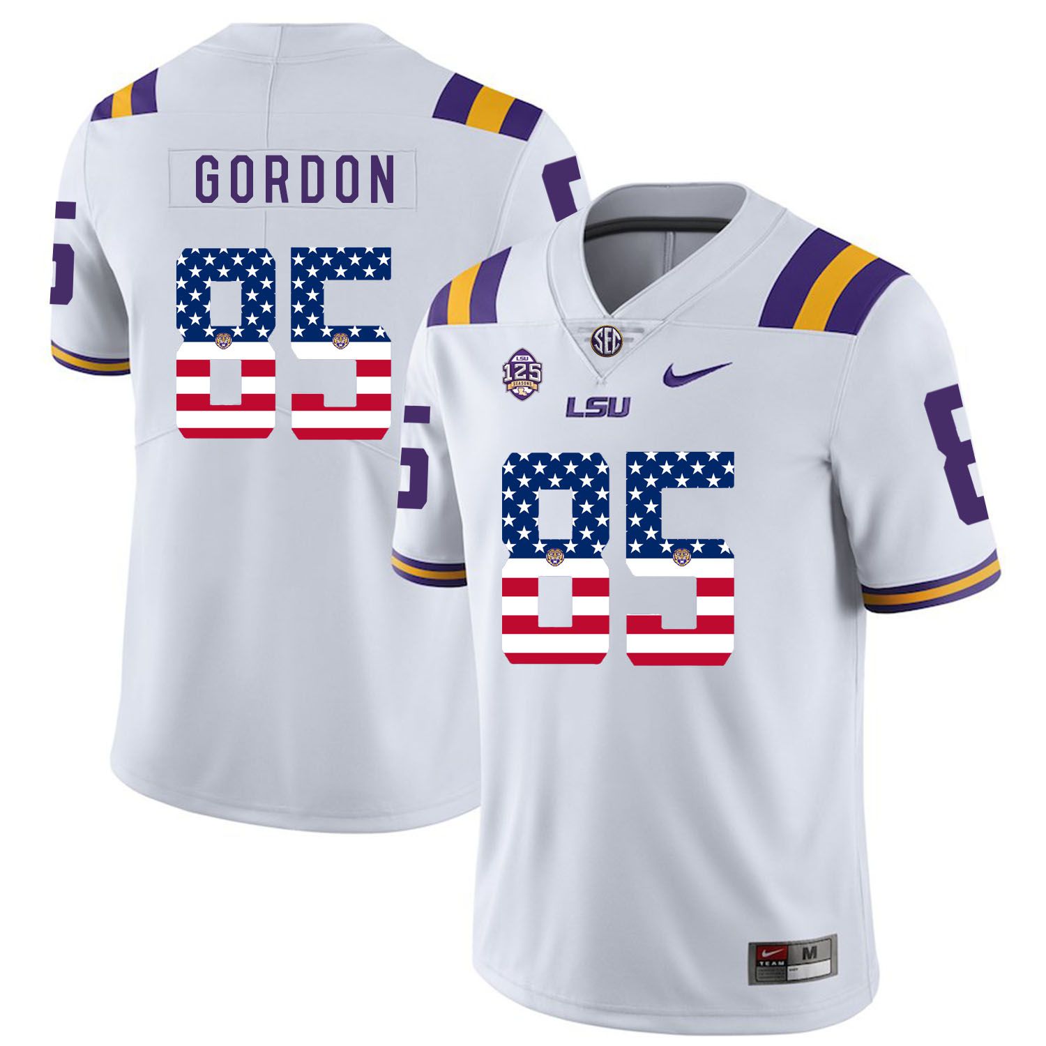 Men LSU Tigers #85 Gordon White Flag Customized NCAA Jerseys
